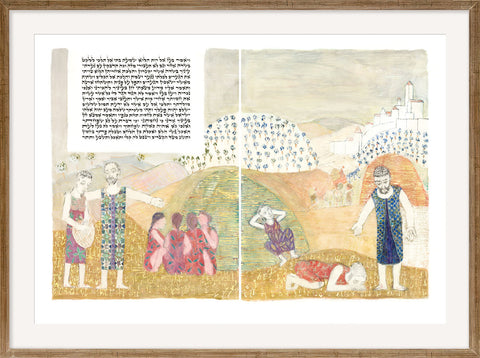 Boaz show kindness to Ruth - Double spread